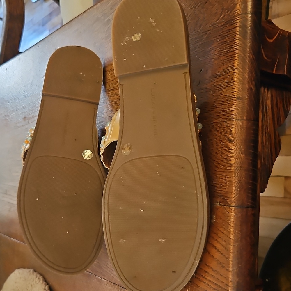 Lucky Brand Tan Beaded Women's Sandals - Picture 6 of 8